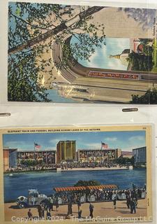 Collection of Vintage Linen Lithograph Postcards in Album