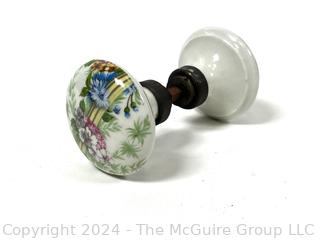 Victorian Hand Painted Porcelain Flower Door Knob