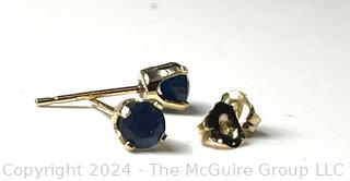 Blue Sapphire Set in 14kt Yellow Gold Stud Earrings. Total Weight 0.6 grams