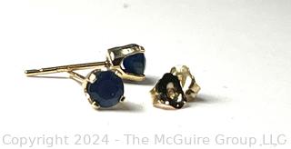 Blue Sapphire Set in 14kt Yellow Gold Stud Earrings. Total Weight 0.6 grams