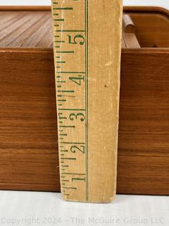 Mid-Century Modern Teak Tambour Desk Organizer. 10 x 15"