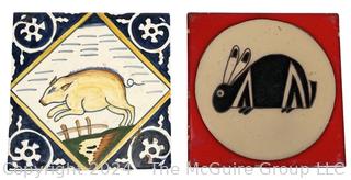 Two (2) Ceramic Art Tiles