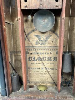 Edward M. Barnes Weight Driven Wooden Works Clock, Bristol Conn.