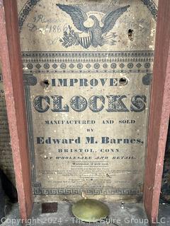 Edward M. Barnes Weight Driven Wooden Works Clock, Bristol Conn.