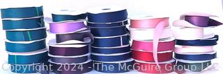 Thirty (30) Rolls of Morex Satin Ribbon.  Various Colors and Widths. 