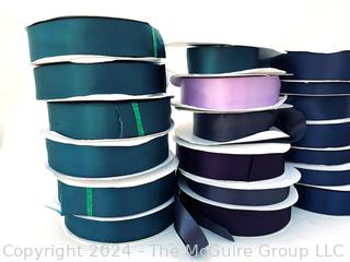 Thirty (30) Rolls of Morex Satin Ribbon.  Various Colors and Widths. 