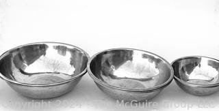 Set of Ten (10) Commercial Stainless Steel Mixing Prep Bowls.  Various Sizes.