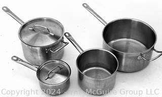 Four (4) WINCO Induction Pots & Pans