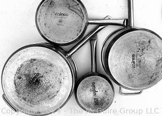 Four (4) WINCO Induction Pots & Pans