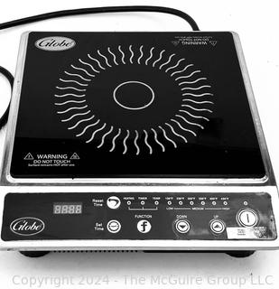 Globe IR1800 Ceramic Countertop Electric Induction Range with Digital Timer - 1800W