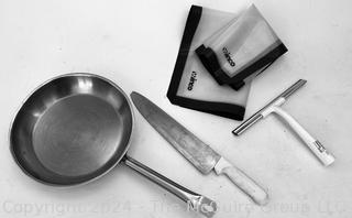 Large Induction Skillet, Dexter Chefs Knife with Broken Tip, WinCo Silicon Rolling Mats & Squeegee 