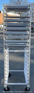 20 Pan Aluminum Mobile End Load Sheet Pan Rolling Rack. [Sheet Pans Not Included]