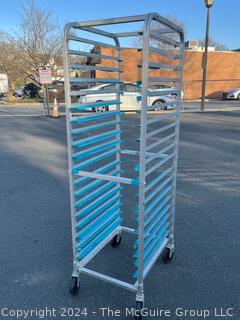 20 Pan Aluminum Mobile End Load Sheet Pan Rolling Rack.