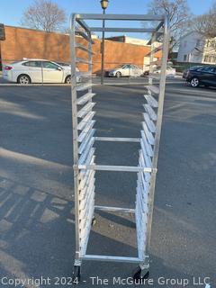 20 Pan Aluminum Mobile End Load Sheet Pan Rolling Rack. 