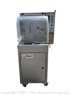 Savy Goiseau Tempo 227 Continuous Tempering Chocolate Enrober Machine with Intake and Outake Belt.