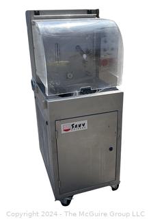 Savy Goiseau Tempo 227 Continuous Tempering Chocolate Enrober Machine with Intake and Outake Belt.