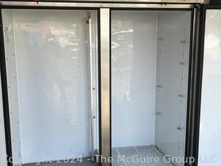 Stainless Steel True T-49 Commercial Full-Sized Side-by-Side 2-Door Refrigerator on Casters. 49 Cubic Feet . 57"D x 33"W x 82"H