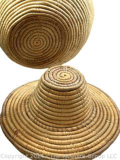 Tall Inuit Sea Grass Lidded Basket. 17 x 29"