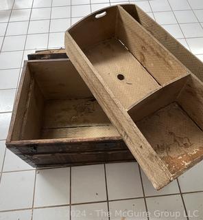 Wooden Faux Painted Victorian Dome Top Chest Trunk with Tray and Metal Fittings. Measures 34 x 19 x 22"