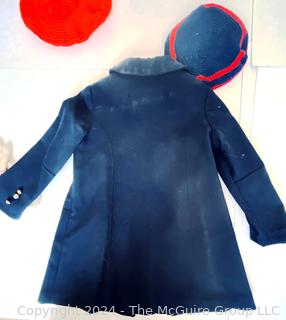 Navy Blue Girls Coat with Beanie Hats and Mittens