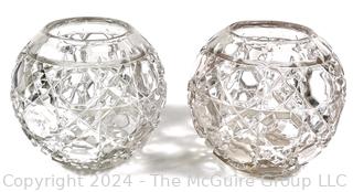 Set of Two (2) Round Crystal Vases