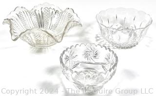 Three (3) Cut Crystal Glass Bowls