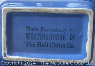 Three (3) Piece Periwinkle Blue Art Deco Hall China for Westinghouse Tea Set. 