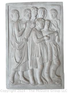 Heavy Bas Relief Plaster Cast of Choir Singers Signed on Back ARBAN. 20.5 x 30.5 x 2"