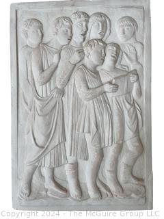 Heavy Bas Relief Plaster Cast of Choir Singers Signed on Back ARBAN. 20.5 x 30.5 x 2"