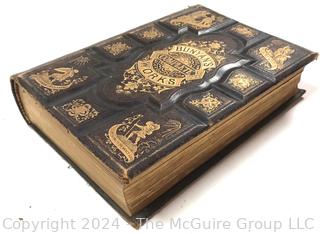 Group of Antique and Leather Bound Books Including Longfellow, N.V. Peal, Dickens, John Bunyan.