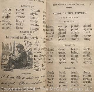 Eight (8) Books Including The Last Days of Pompeii by Sir E. Bulwer Lytton 1834, Spelling Primers, Drawing Books & Brownie Scouting