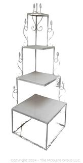 Four (4) Tier White Painted Metal Corner Etagere.  Second of two offered in this auction.