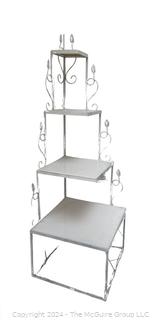 Four (4) Tier White Painted Metal Corner Etagere.  Second of two offered in this auction.