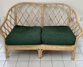 Bamboo Rattan Patio Sunroom Love Seat. Measures 56w x 23d x 33h"