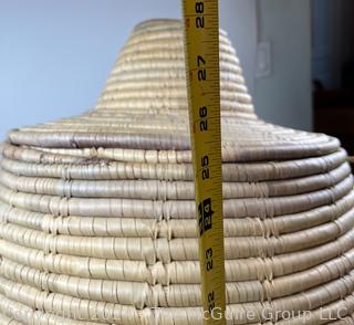 Tall Inuit Sea Grass Lidded Basket. 17 x 29"