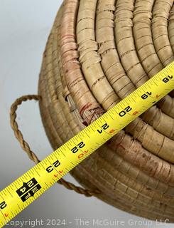 Inuit Sea Grass Lidded Basket. 12 x 21"