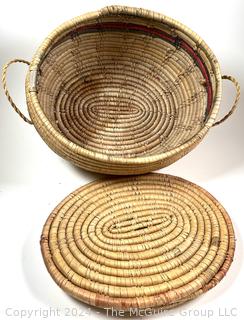 Inuit Sea Grass Lidded Basket. 12 x 21"