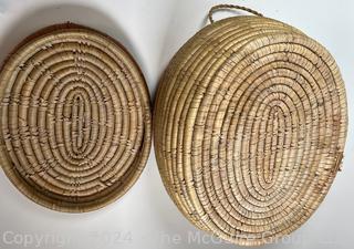 Inuit Sea Grass Lidded Basket. 12 x 21"