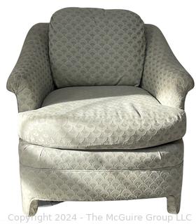 Upholstered Arm Chair. Second of two being offered in this auction. Measures 33w x 30d x 29h"