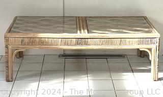 Whitewash Rattan with Glass Top Coffee Table. 50"L x 24"W x 16"H
