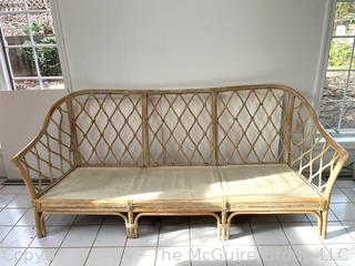 Bamboo Rattan Patio Sunroom Sofa. Measures 76.5w x 28d x 33h"