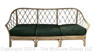 Bamboo Rattan Patio Sunroom Sofa. Measures 76.5w x 28d x 33h"