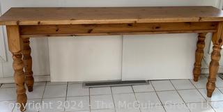 Contemporary Knotty Pine Console Table.  16" x 72" x 32"