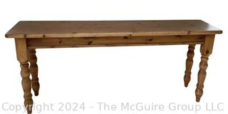 Contemporary Knotty Pine Console Table.  16" x 72" x 32"