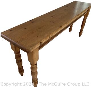 Contemporary Knotty Pine Console Table.  16" x 72" x 32"