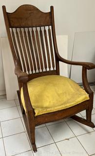 Primitive Hand Made Rocking Chair with Upholstered Seat