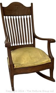 Primitive Hand Made Rocking Chair with Upholstered Seat