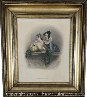 Framed Under Glass Engraving of the Flowers of Loveliness by E. T. Parris. 15" x 17.5"