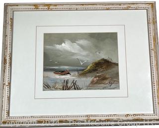 Framed Under Glass Oil on Canvas of Seascape Signed by Artist Engel.  16" x 20" OD