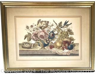 Framed Under Glass Aquatint Still Life Titled  "Le Vase De Fleural". 22.5" x 28.5"